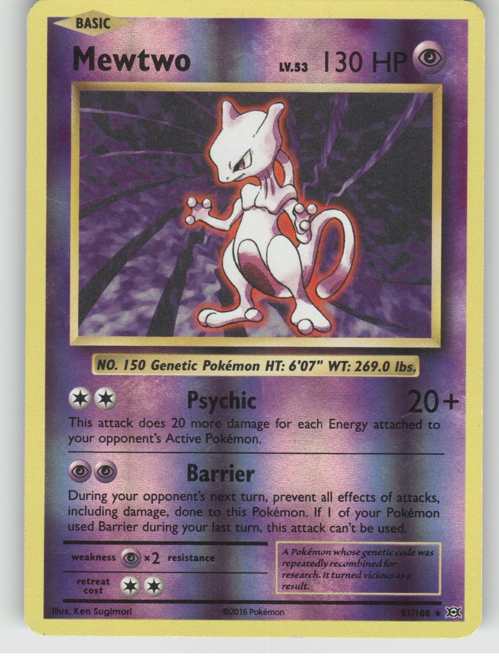 Mewtwo Reverse Holo Rare XY - Evolutions 51/108 LP
