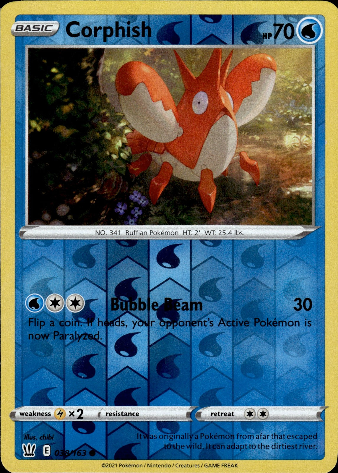 Corphish Reverse Holo Common SWSH05: Battle Styles 038/163 NM