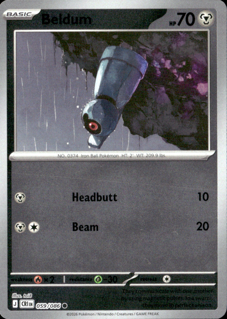 Beldum Reverse Holo Common ME04: Chaos Rising 059/086 NM