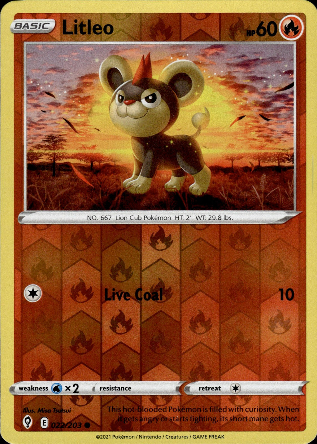 Litleo Reverse Holo Common SWSH07: Evolving Skies 022/203 NM