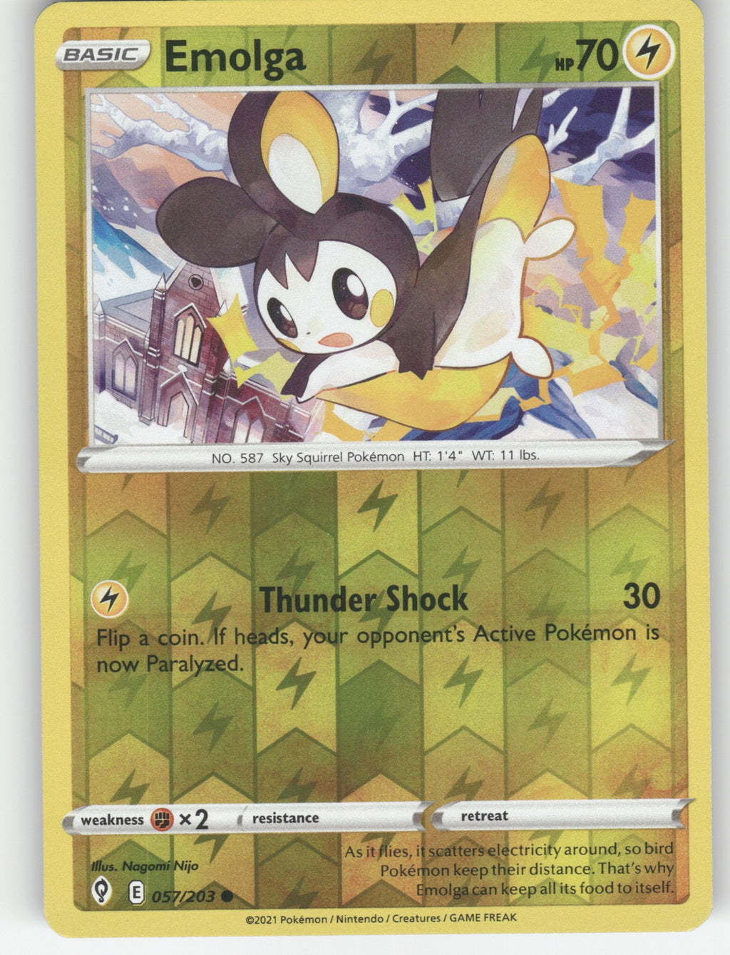 Emolga Reverse Holo Common SWSH07: Evolving Skies 057/203 NM