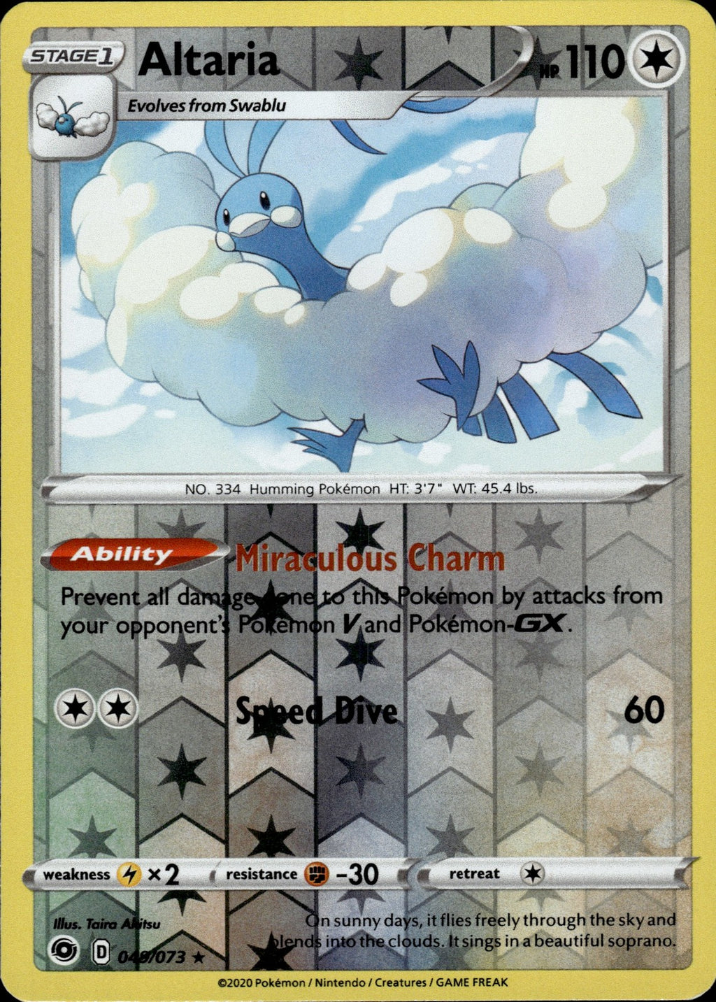 Altaria Reverse Holo Holo Rare Champion's Path 49/73 NM
