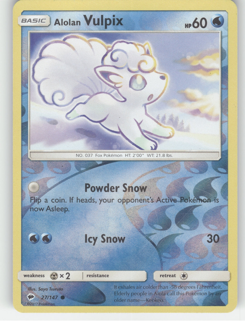 Alolan Vulpix Reverse Holo Common SM - Burning Shadows 27/147 NM