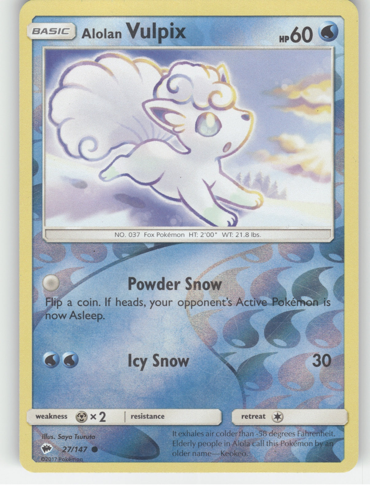 Alolan Vulpix Reverse Holo Common SM - Burning Shadows 27/147 NM