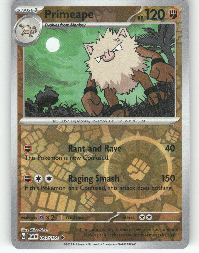 Primeape Reverse Holo Uncommon SV: Scarlet & Violet 151 057/165 NM