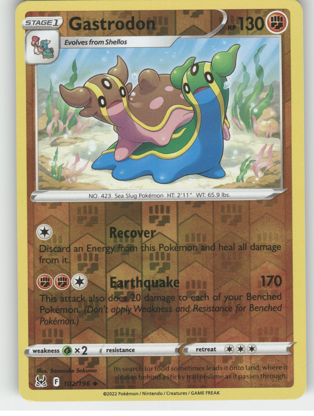 Gastrodon Reverse Holo Uncommon SWSH11: Lost Origin 102/196 NM