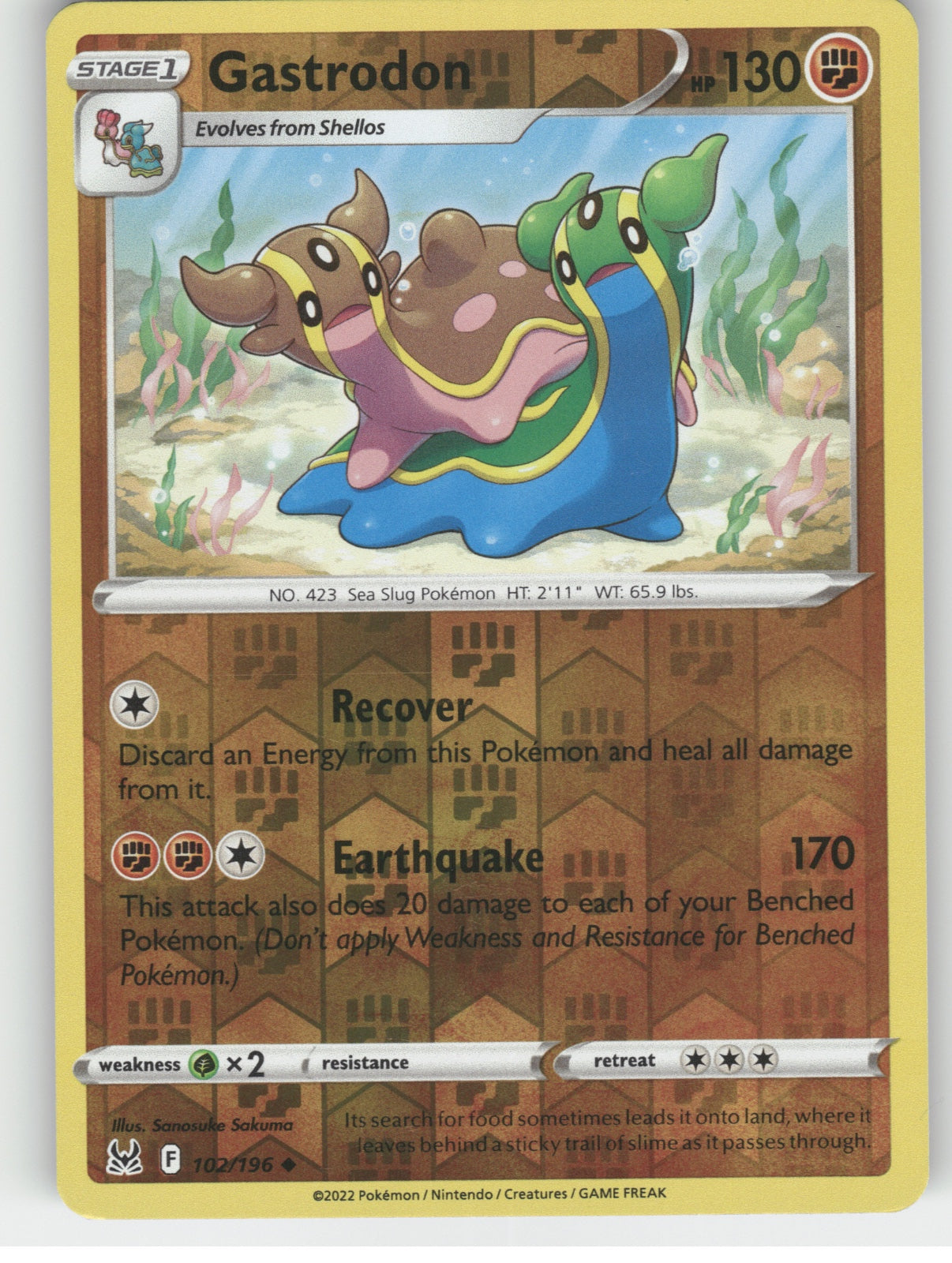 Gastrodon Reverse Holo Uncommon SWSH11: Lost Origin 102/196 NM