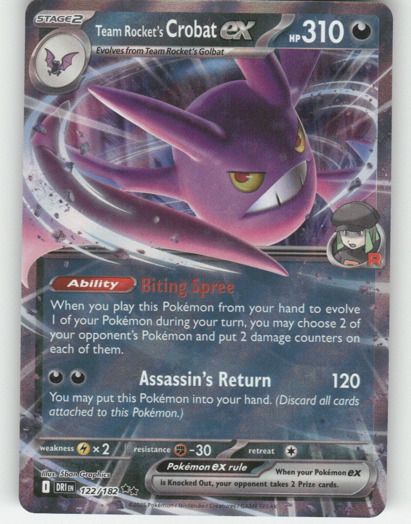 Team Rocket's Crobat ex Holo Double Rare SV10: Destined Rivals 122/182 NM