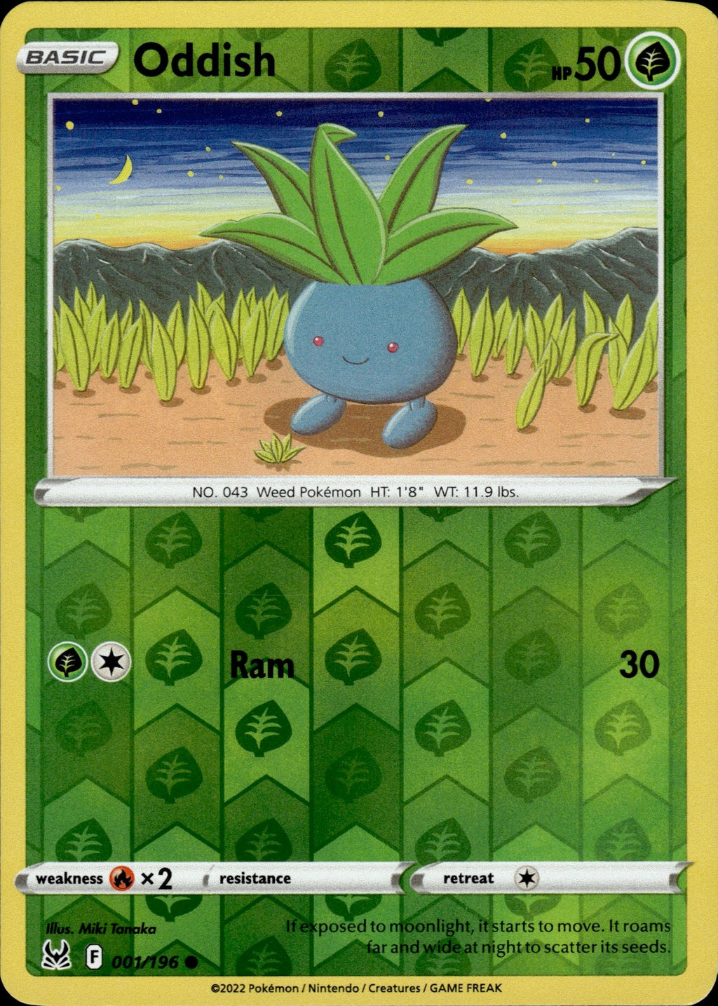 Oddish Reverse Holo Common SWSH11: Lost Origin 001/196 NM