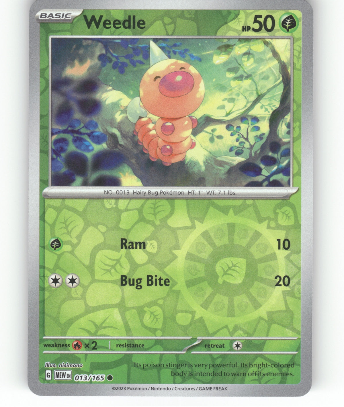 Weedle Reverse Holo Common SV: Scarlet & Violet 151 013/165 NM