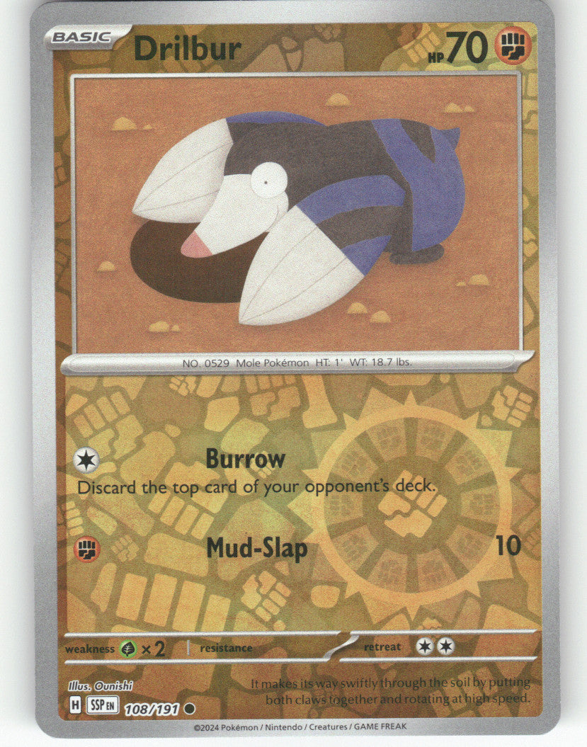 Drilbur Reverse Holo Common SV08: Surging Sparks 108/191 NM