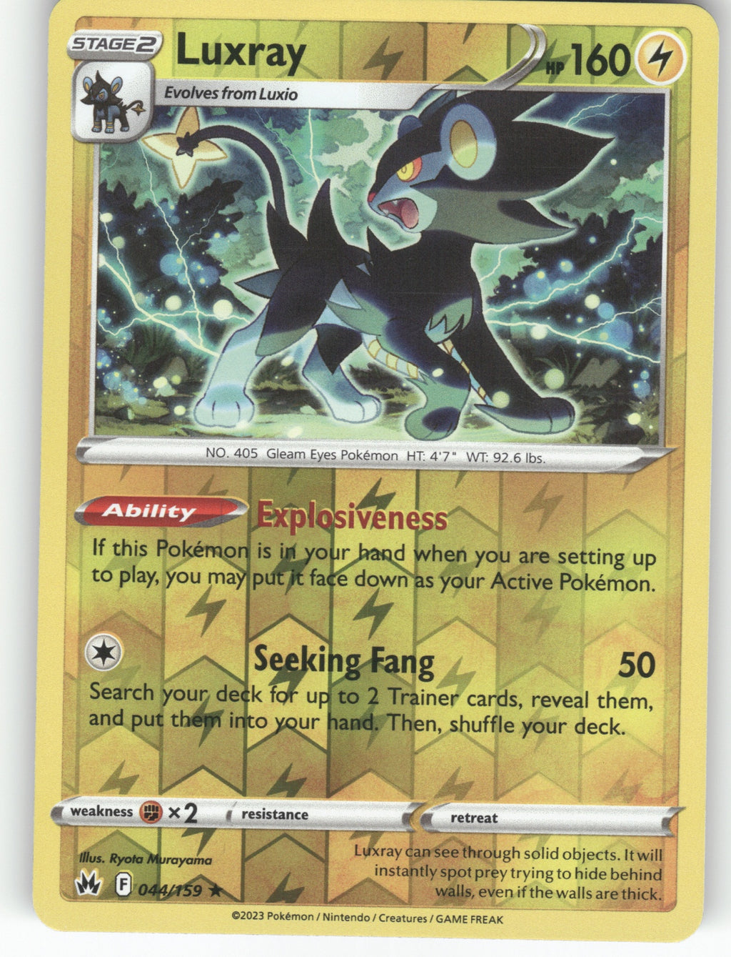 Luxray (44) Reverse Holo Rare SWSH: Crown Zenith 044/159 NM