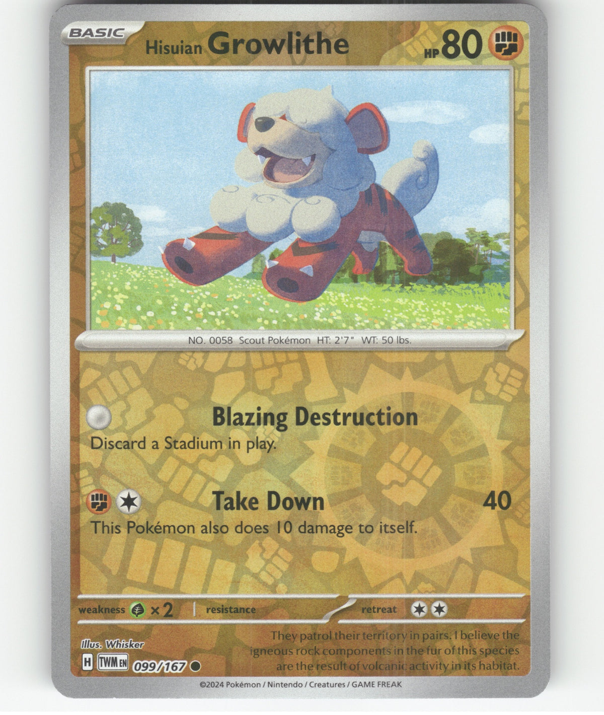 Hisuian Growlithe Common SV06: Twilight Masquerade 099/167 NM