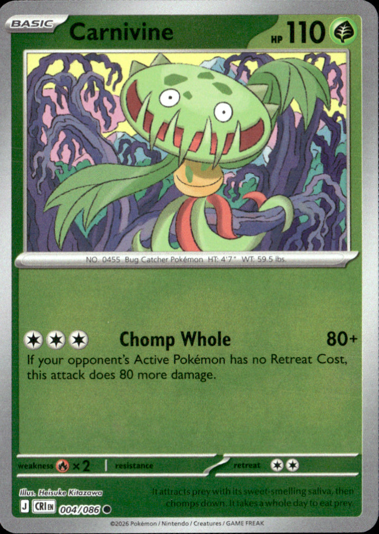 Carnivine Reverse Holo Common ME04: Chaos Rising 004/086 NM