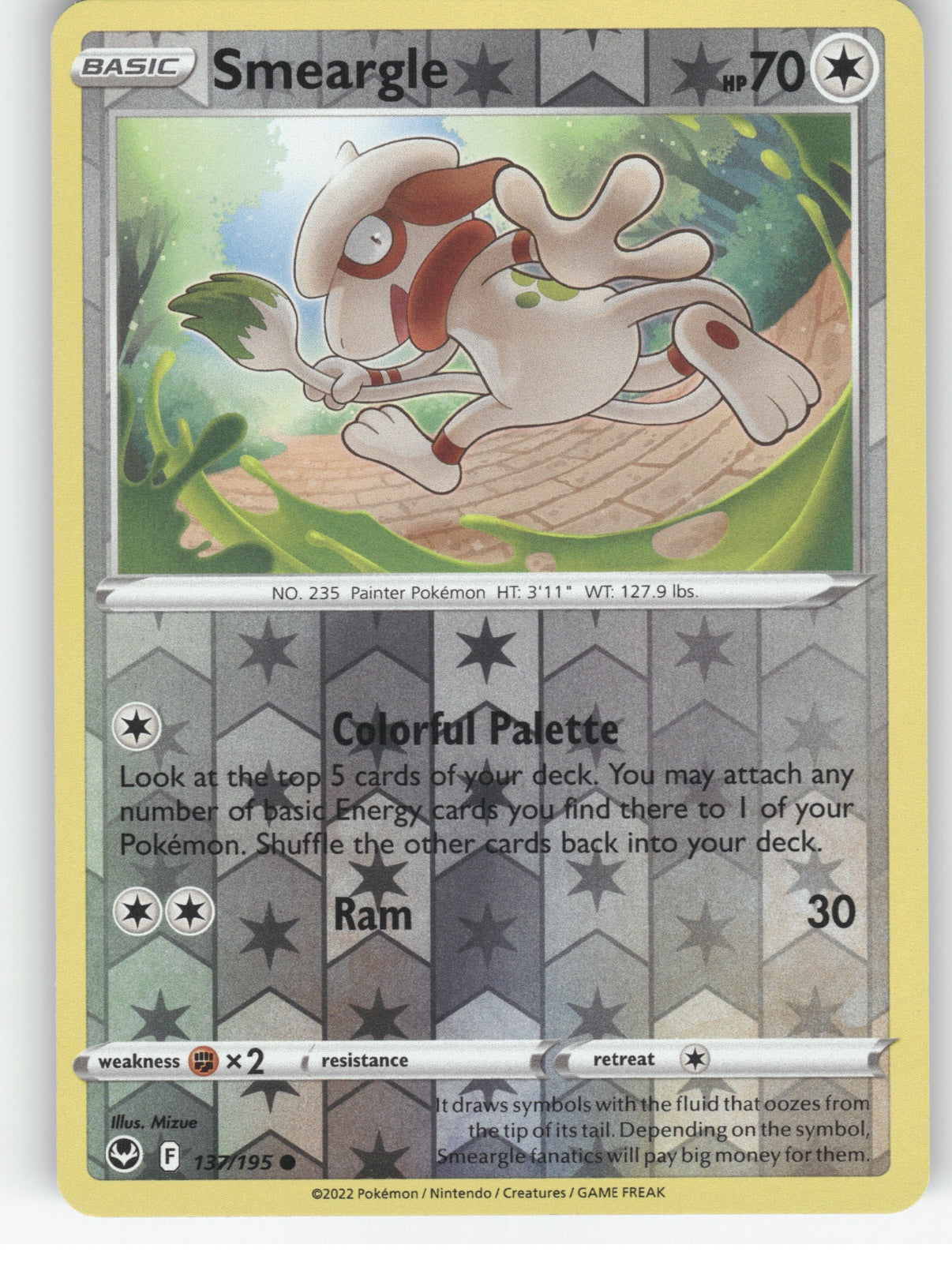 Smeargle Reverse Holo Common SWSH12: Silver Tempest 137/195 NM