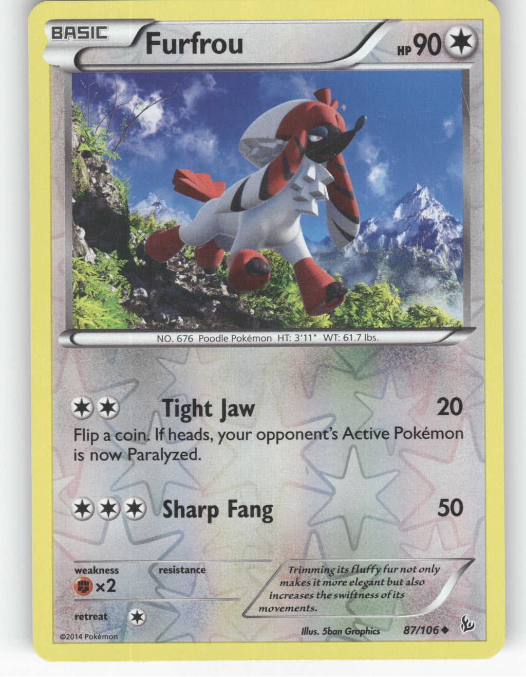Furfrou Reverse Holo Uncommon XY - Flashfire 87/106 NM