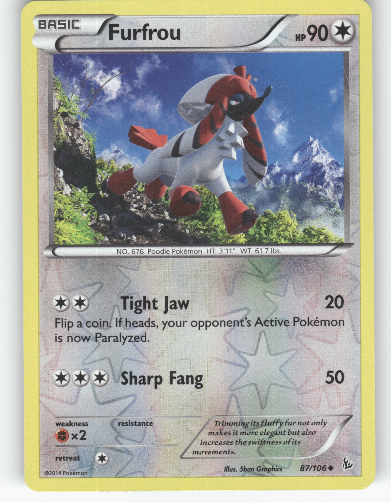 Furfrou Reverse Holo Uncommon XY - Flashfire 87/106 NM