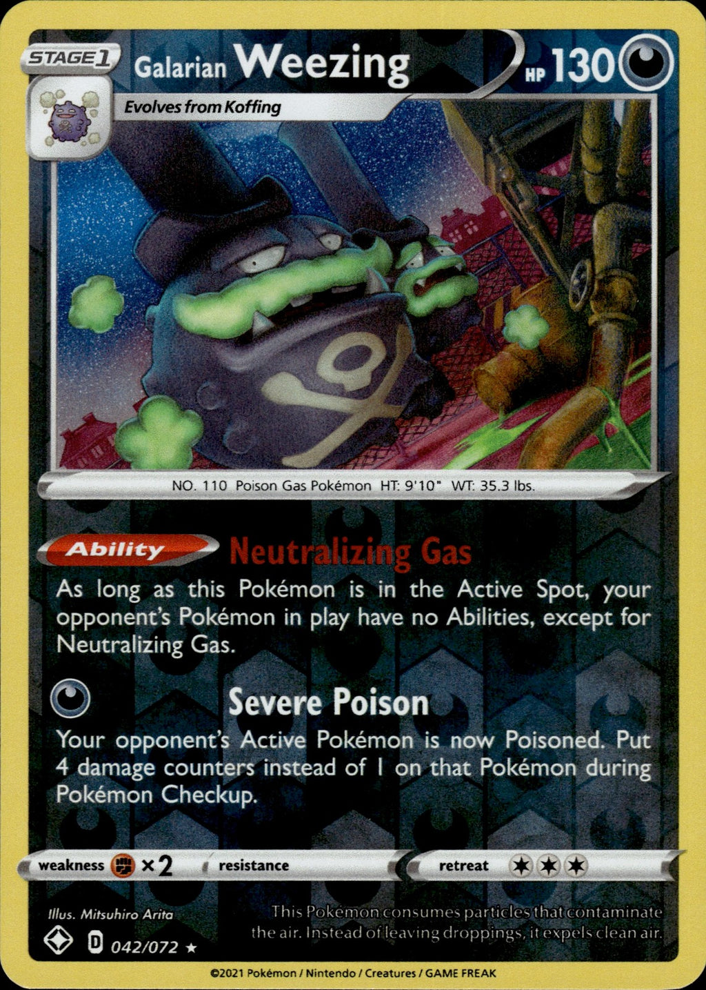 Galarian Weezing Reverse Holo Holo Rare Shining Fates 042/072 NM