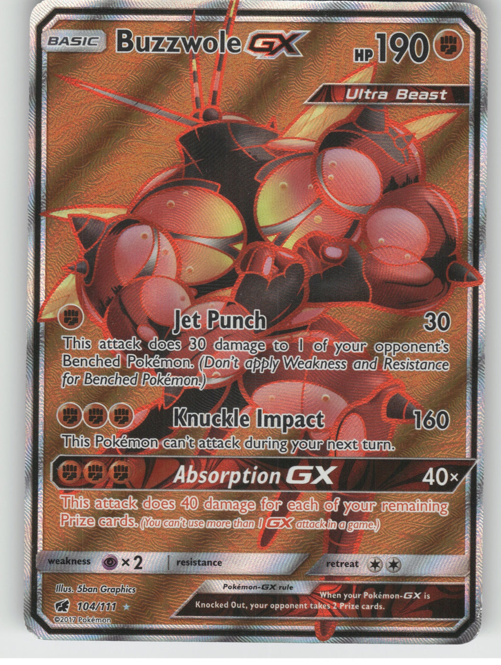Buzzwole GX (Full Art) Holo Ultra Rare SM - Crimson Invasion 104/111 NM