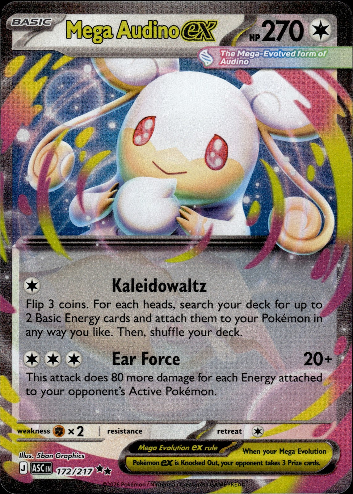 Mega Audino ex Holo Double Rare ME: Ascended Heroes 172/217 NM