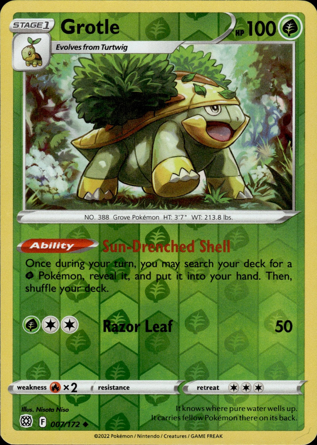 Grotle Reverse Holo Uncommon SWSH09: Brilliant Stars 007/172 NM