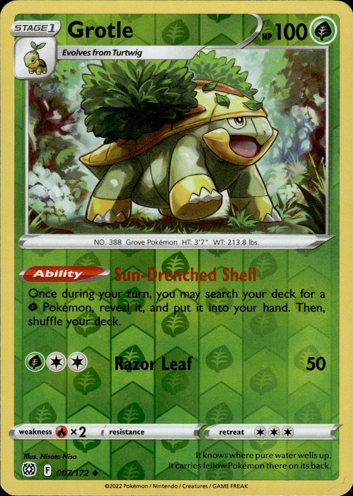 Grotle Reverse Holo Uncommon SWSH09: Brilliant Stars 007/172 NM