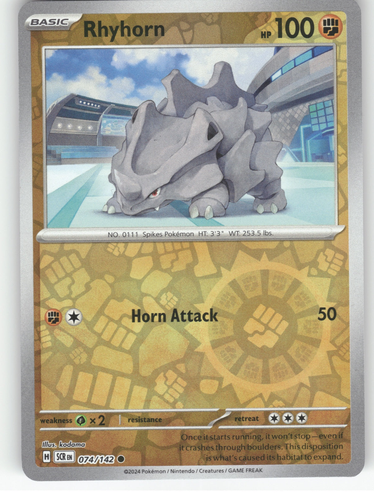Rhyhorn Reverse Holo Common SV07: Stellar Crown 074/142 NM
