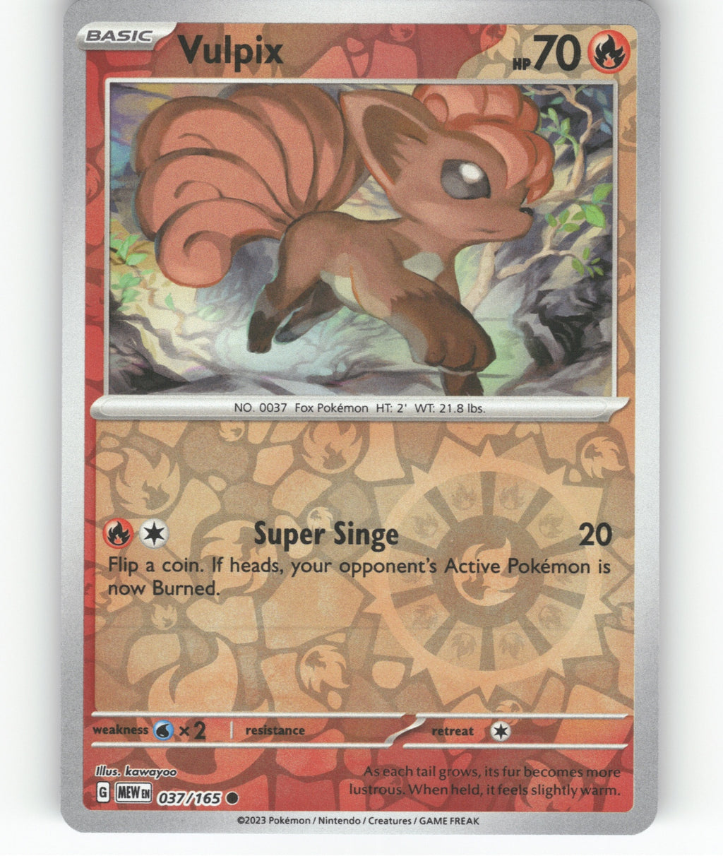 Vulpix Reverse Holo Common SV: Scarlet & Violet 151 037/165 NM