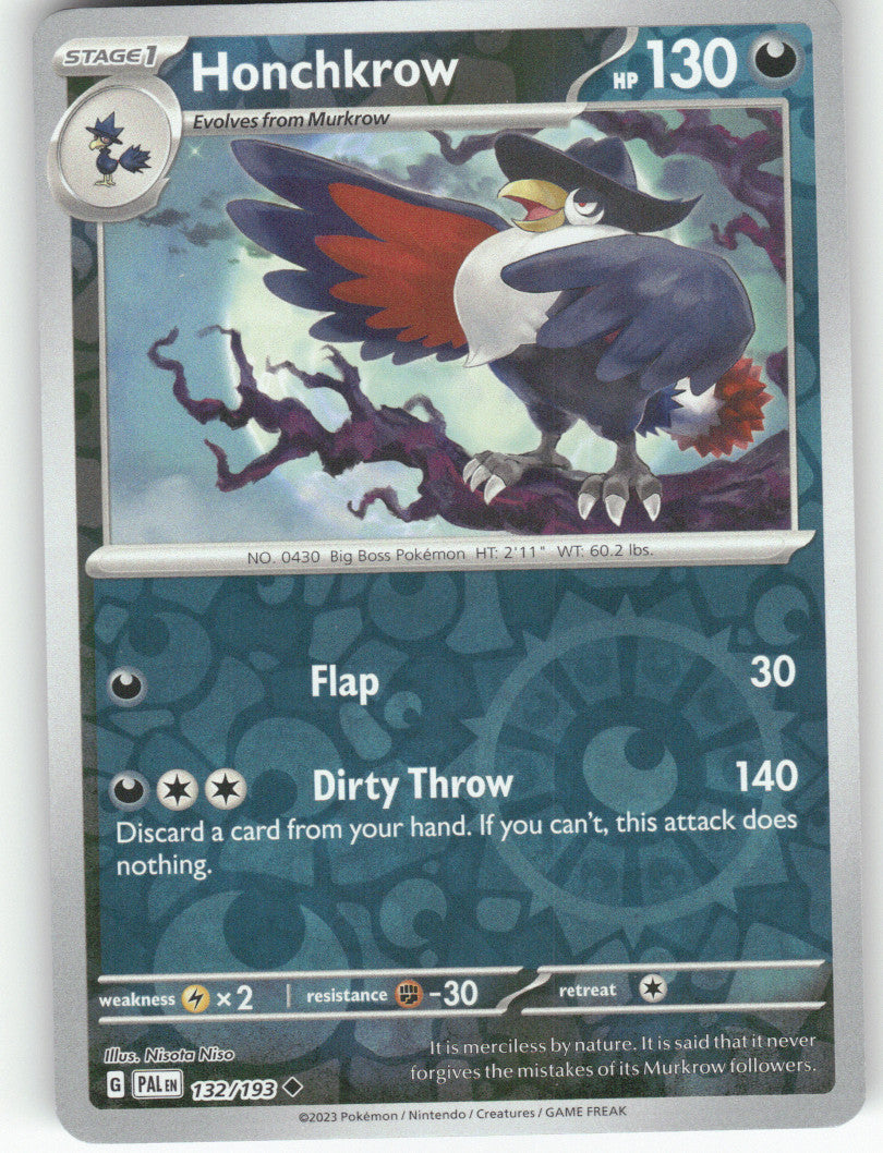 Honchkrow Reverse Holo Uncommon SV02: Paldea Evolved 132/193 NM