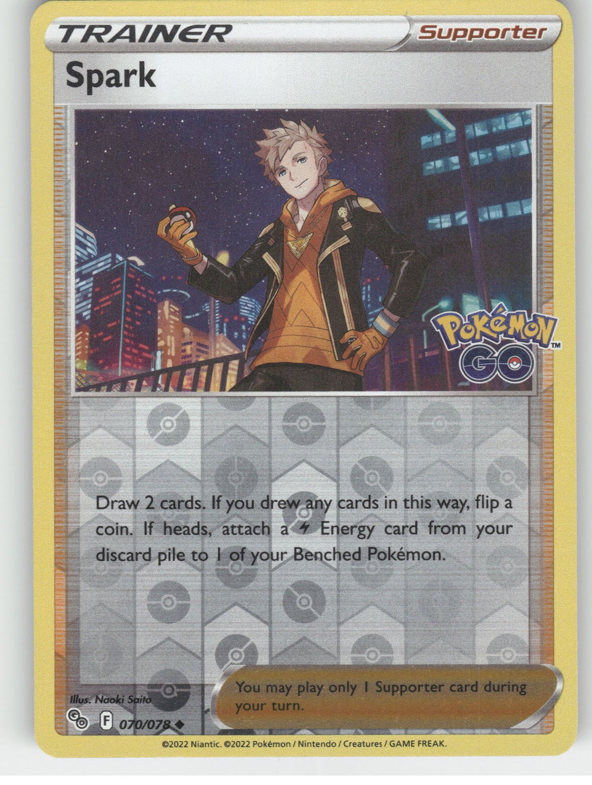 Spark Reverse Holo Uncommon Pokemon GO 070/078 NM
