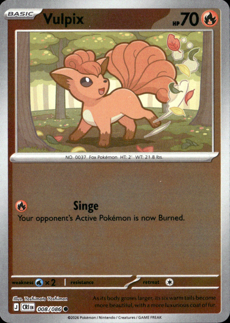 Vulpix Reverse Holo Common ME04: Chaos Rising 008/086 NM