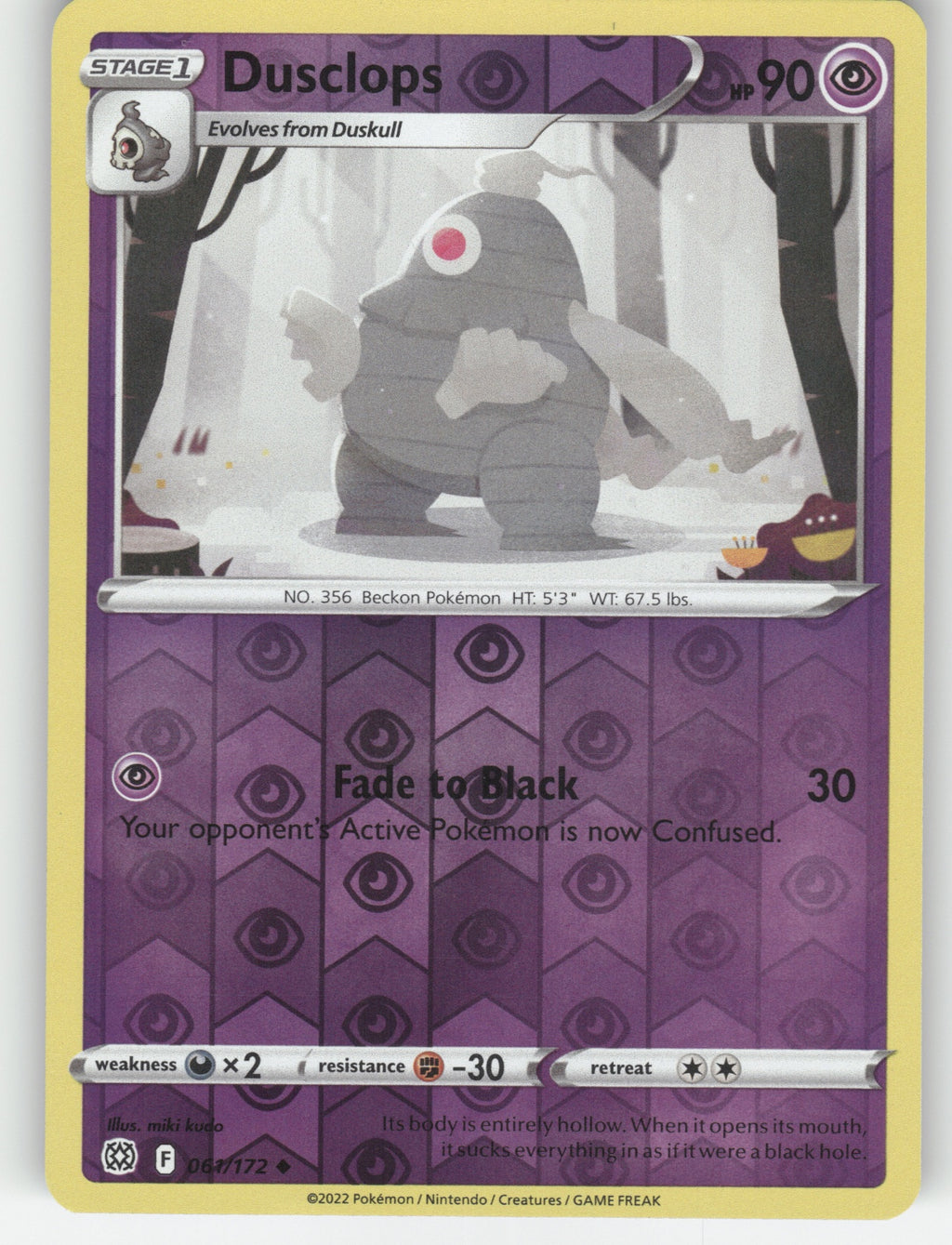 Dusclops Reverse Holo Uncommon SWSH09: Brilliant Stars 061/172 NM