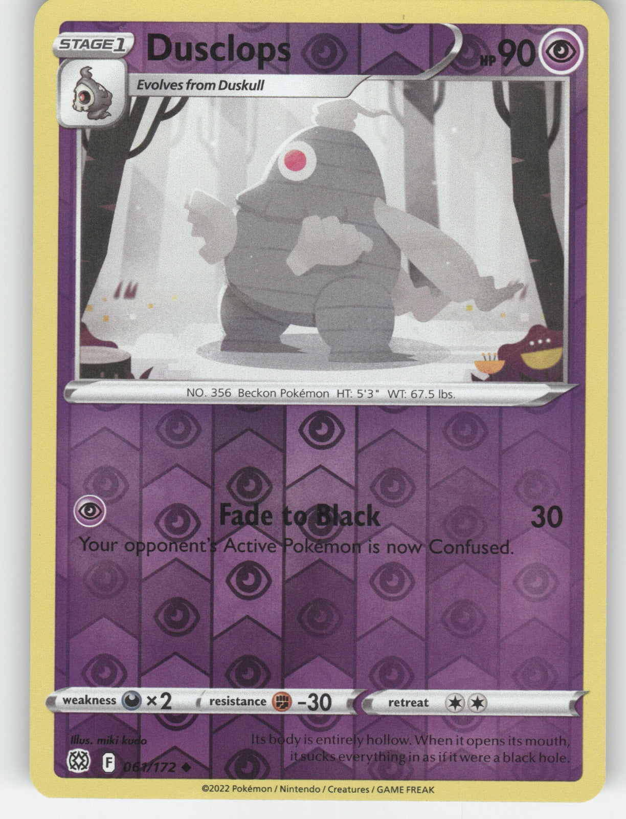 Dusclops Reverse Holo Uncommon SWSH09: Brilliant Stars 061/172 NM