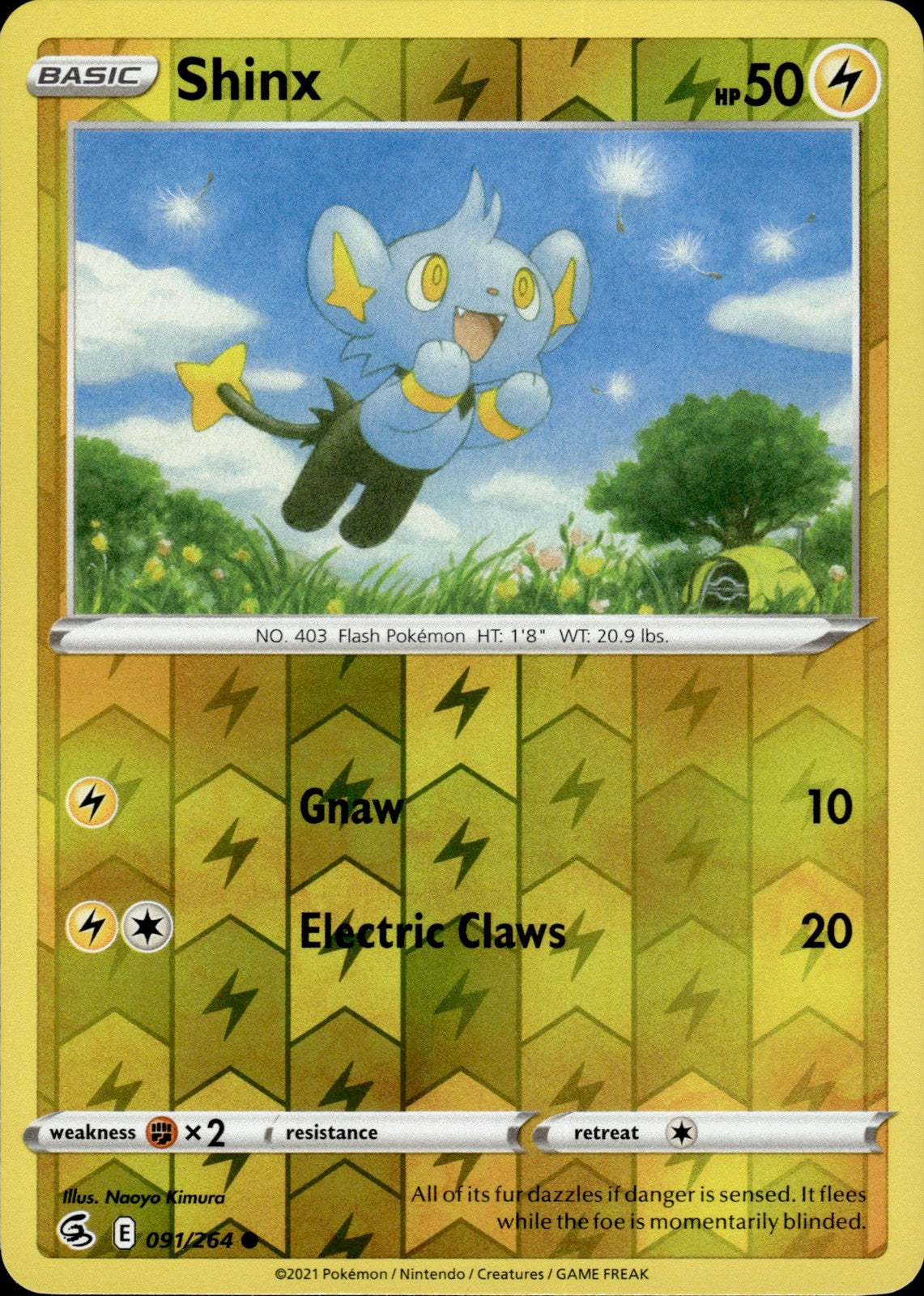 Shinx Reverse Holo Common SWSH08: Fusion Strike 091/264 NM