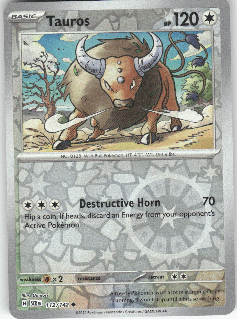 Tauros Reverse Holo Common SV07: Stellar Crown 112/142 NM