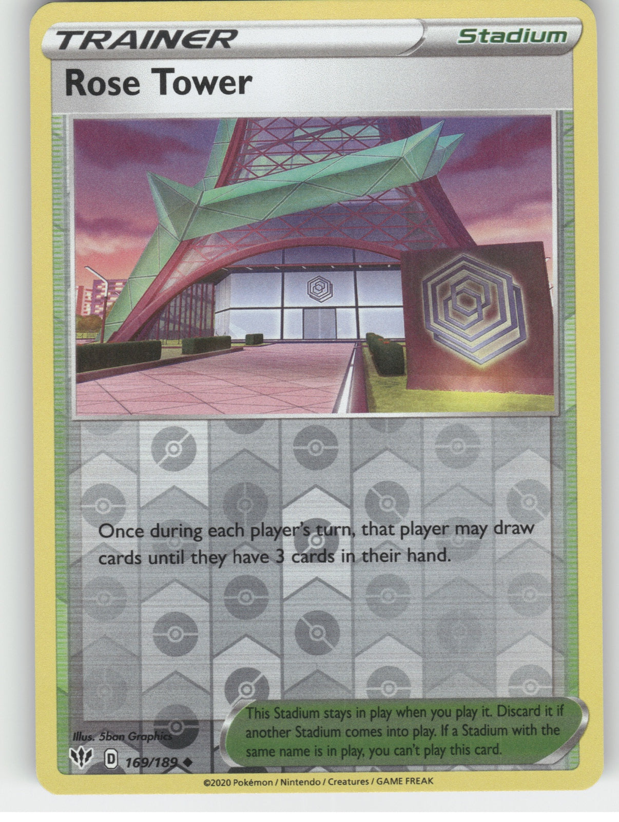 Rose Tower Reverse Holo Uncommon SWSH03: Darkness Ablaze 169/189 NM