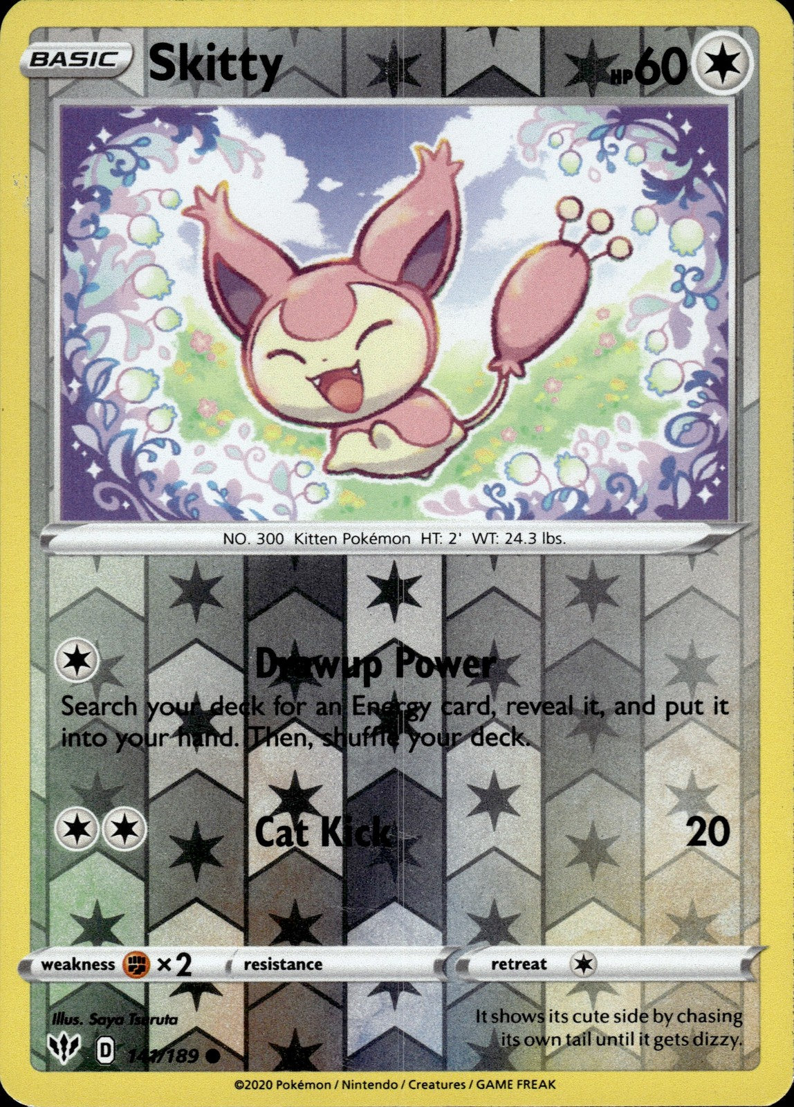 Skitty Reverse Holo Common SWSH03: Darkness Ablaze 141/189 NM