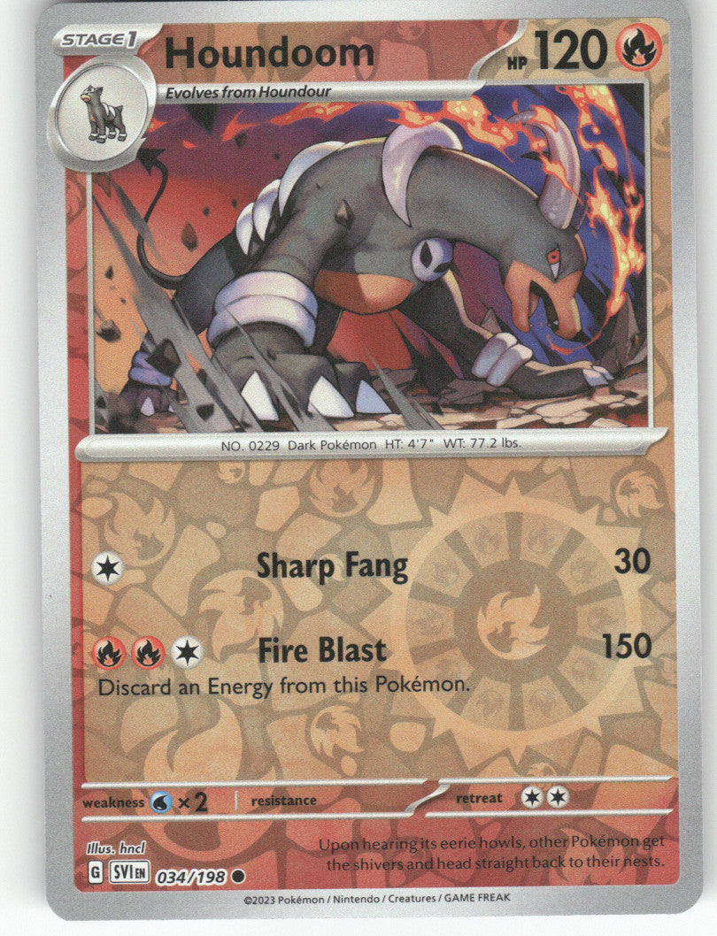 Houndoom Reverse Holo Common SV01: Scarlet & Violet Base Set 034/198 NM