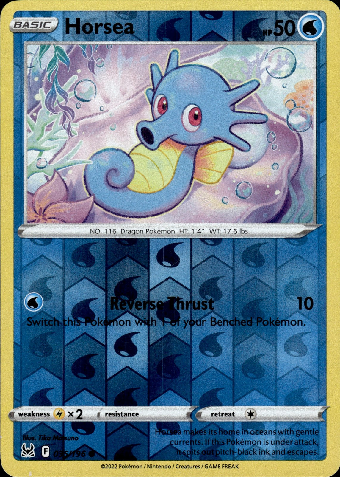 Horsea Reverse Holo Common SWSH11: Lost Origin 035/196 NM