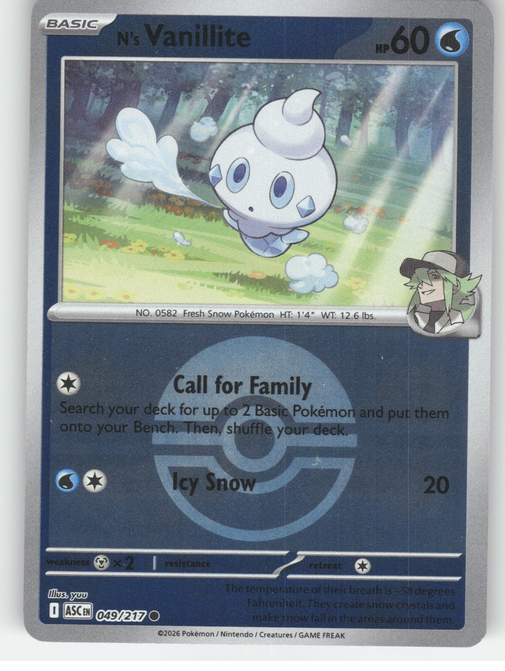 N's Vanillite (Poke Ball) Reverse Holo Common ME: Ascended Heroes 049/217 NM