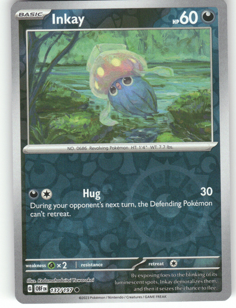 Inkay Reverse Holo Common SV03: Obsidian Flames 137/197 NM