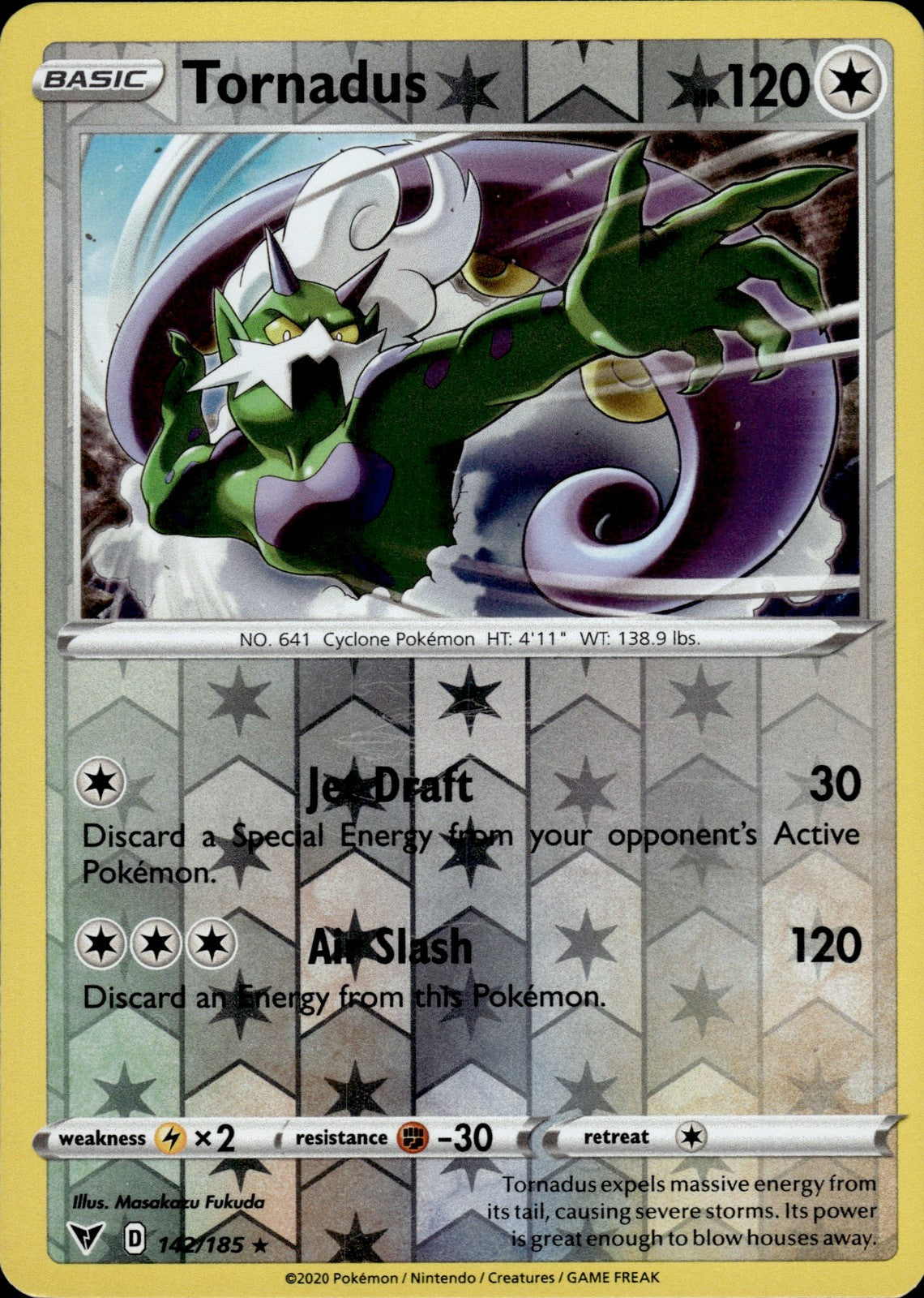 Tornadus Reverse Holo Holo Rare SWSH04: Vivid Voltage 142/185 NM