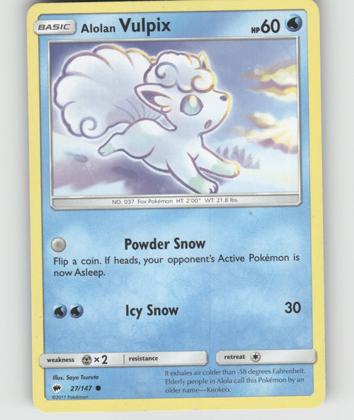 Alolan Vulpix Common SM - Burning Shadows 27/147 NM