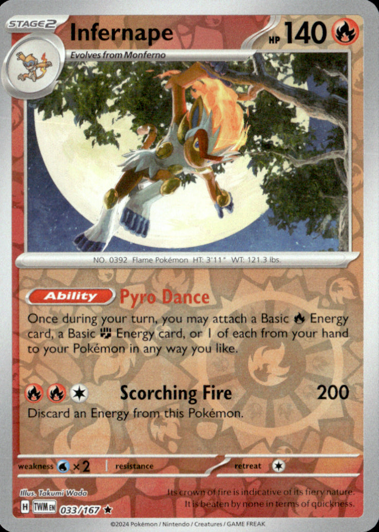 Infernape Reverse Holo Rare SV06: Twilight Masquerade 033/167 NM