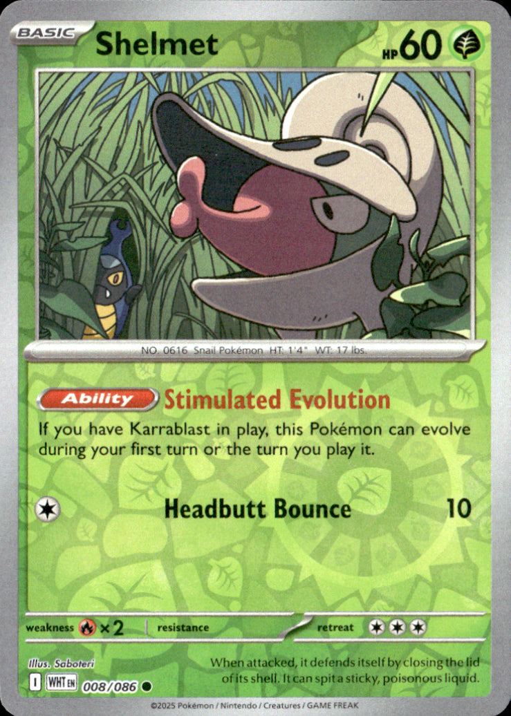 Shelmet Reverse Holo Common SV: White Flare 008/086 NM