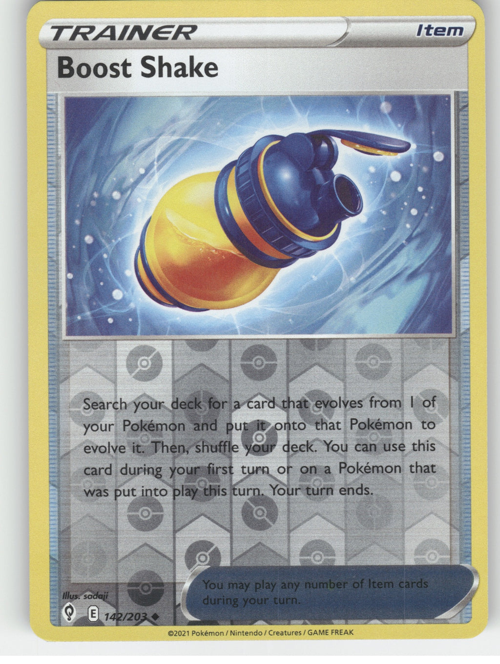 Boost Shake Reverse Holo Uncommon SWSH07: Evolving Skies 142/203 NM