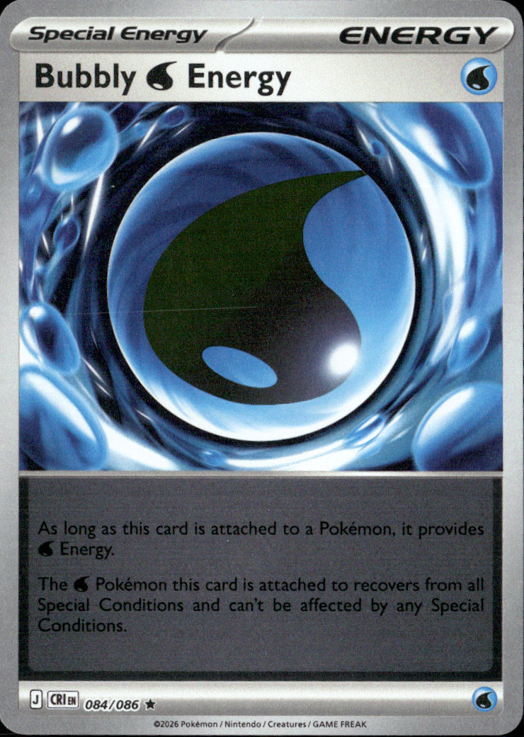 Bubbly W Energy Reverse Holo Rare ME04: Chaos Rising 084/086 NM