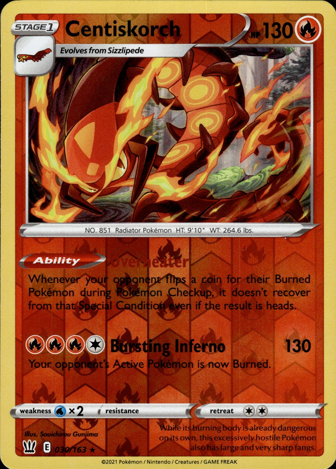 Centiskorch Reverse Holo Rare SWSH05: Battle Styles 030/163 NM