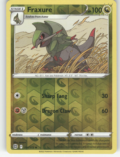 Fraxure Reverse Holo Uncommon SWSH09: Brilliant Stars 111/172 NM