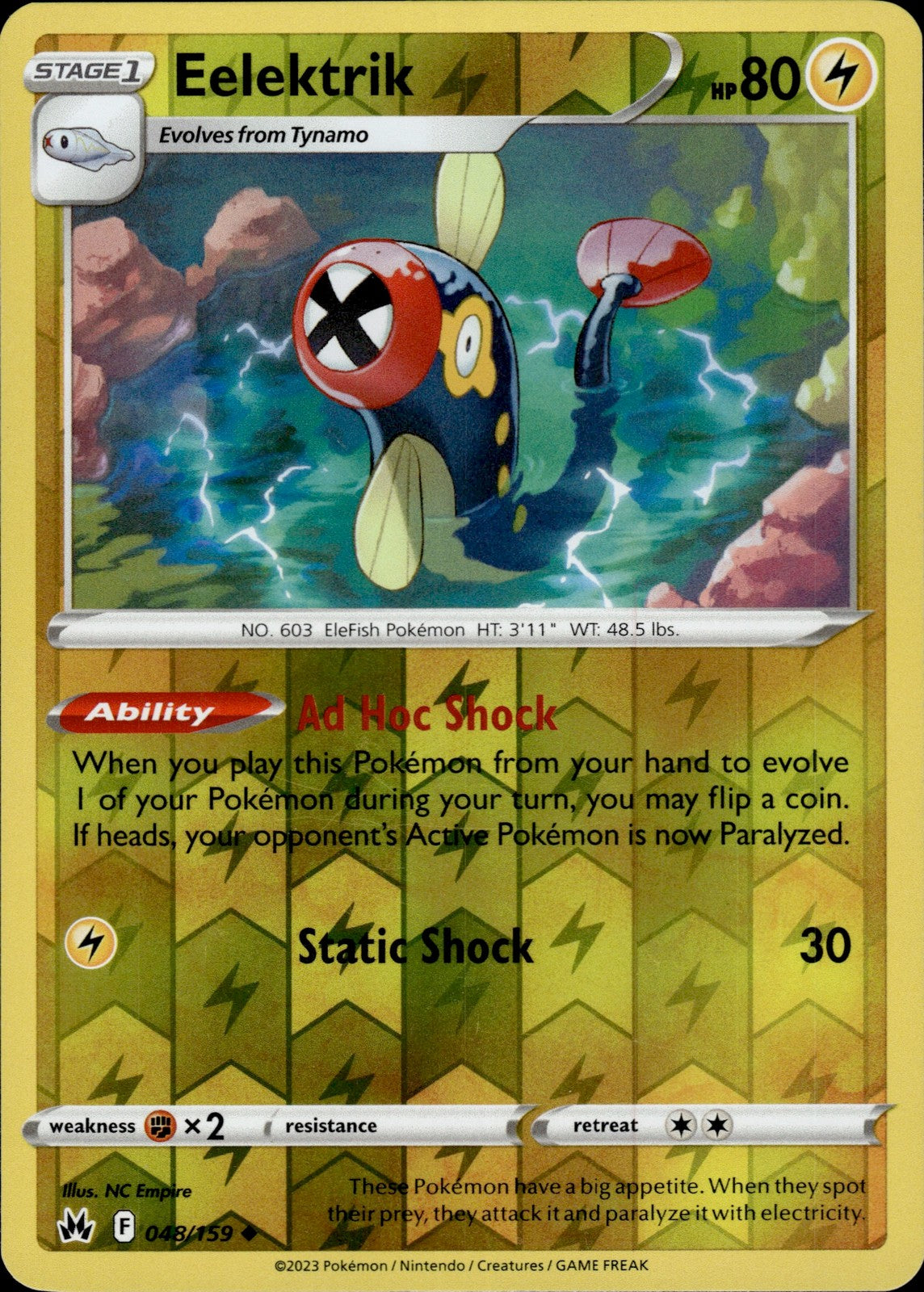Eelektrik Reverse Holo Uncommon SWSH: Crown Zenith 048/159 NM